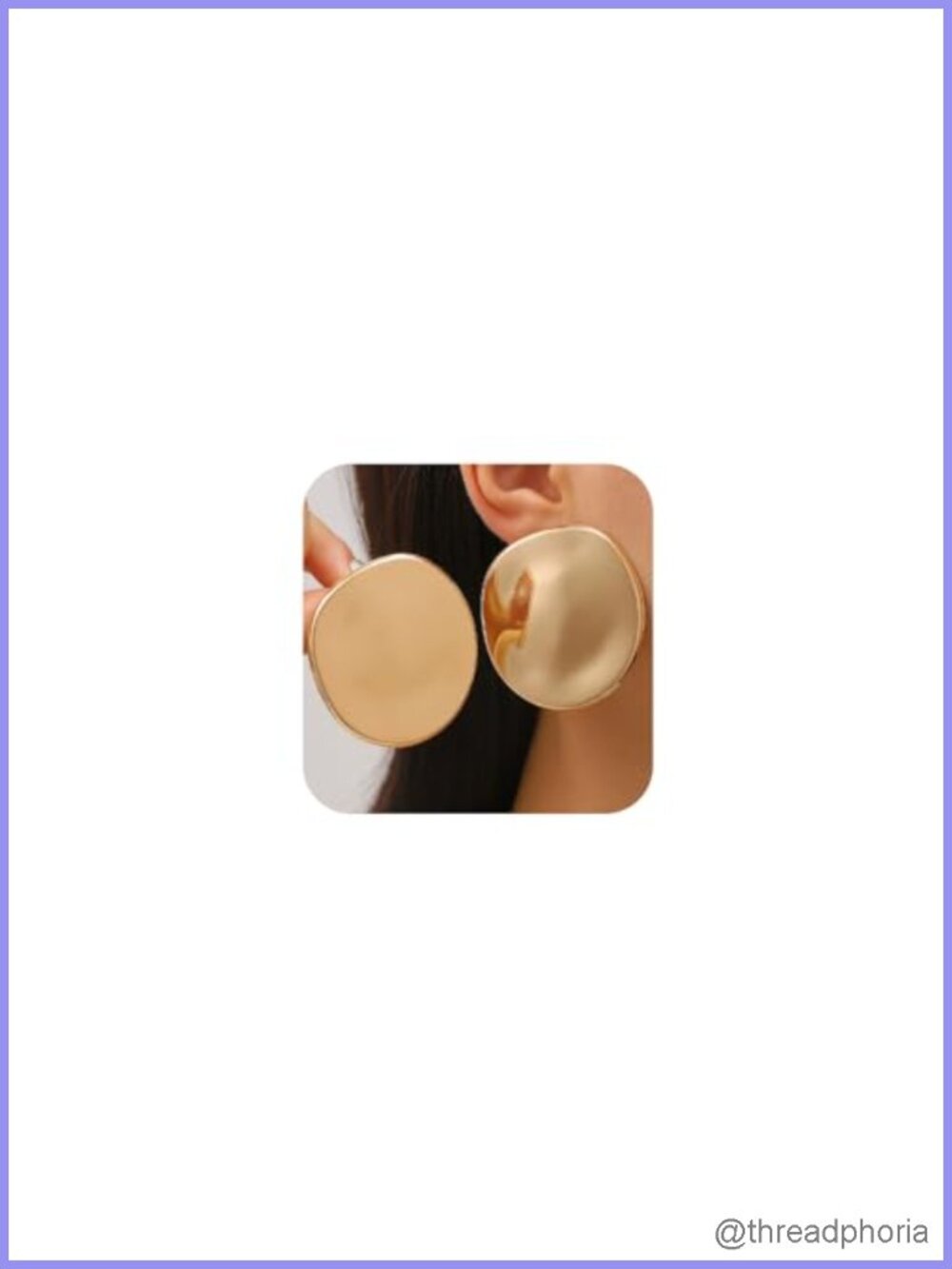 Chunky Gold Polished Round Coin Disc Stud Earrings Women Statement